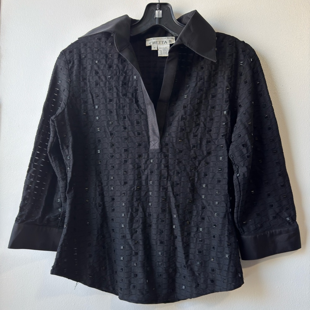 Chetta B Elegant sequence Black Blouse